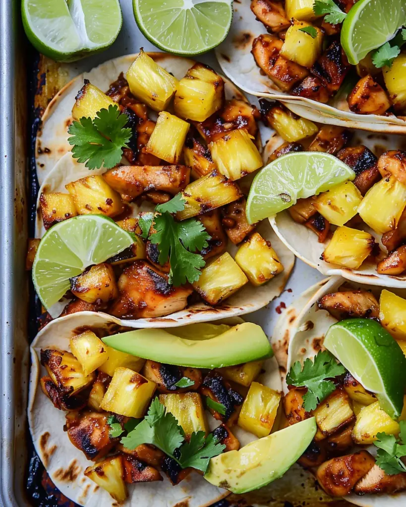 One Pan Chicken & Pineapple Tacos