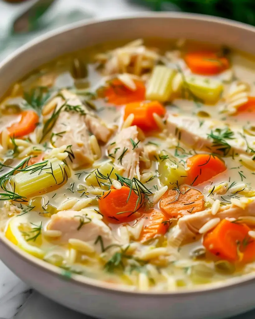 Creamy Greek Lemon Chicken Soup