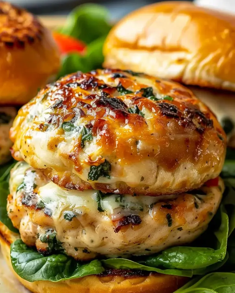 White Cheddar Spinach Chicken Burgers