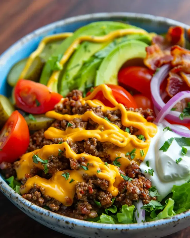 High-Protein Cheeseburger Bowls Recipe – Low-Carb Meal Prep with Ground Beef & Burger Sauce