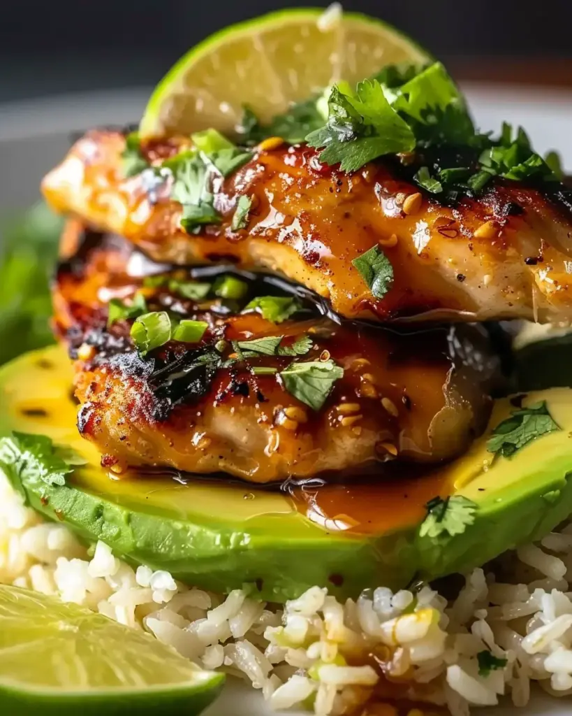 Tangy Honey Lime Chicken & Avocado Rice Stack That Delights