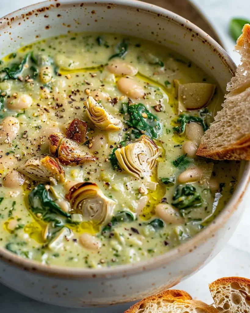 Spinach Artichoke White Bean Soup