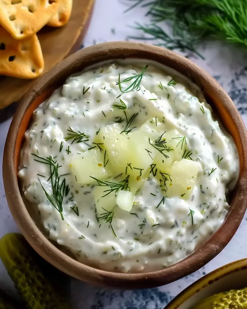 Creamy Dill Pickle Cottage Cheese Dip
