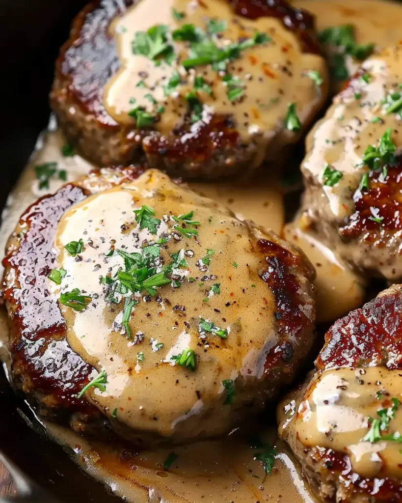 Hamburger Steaks with Creamy Whiskey Sauce