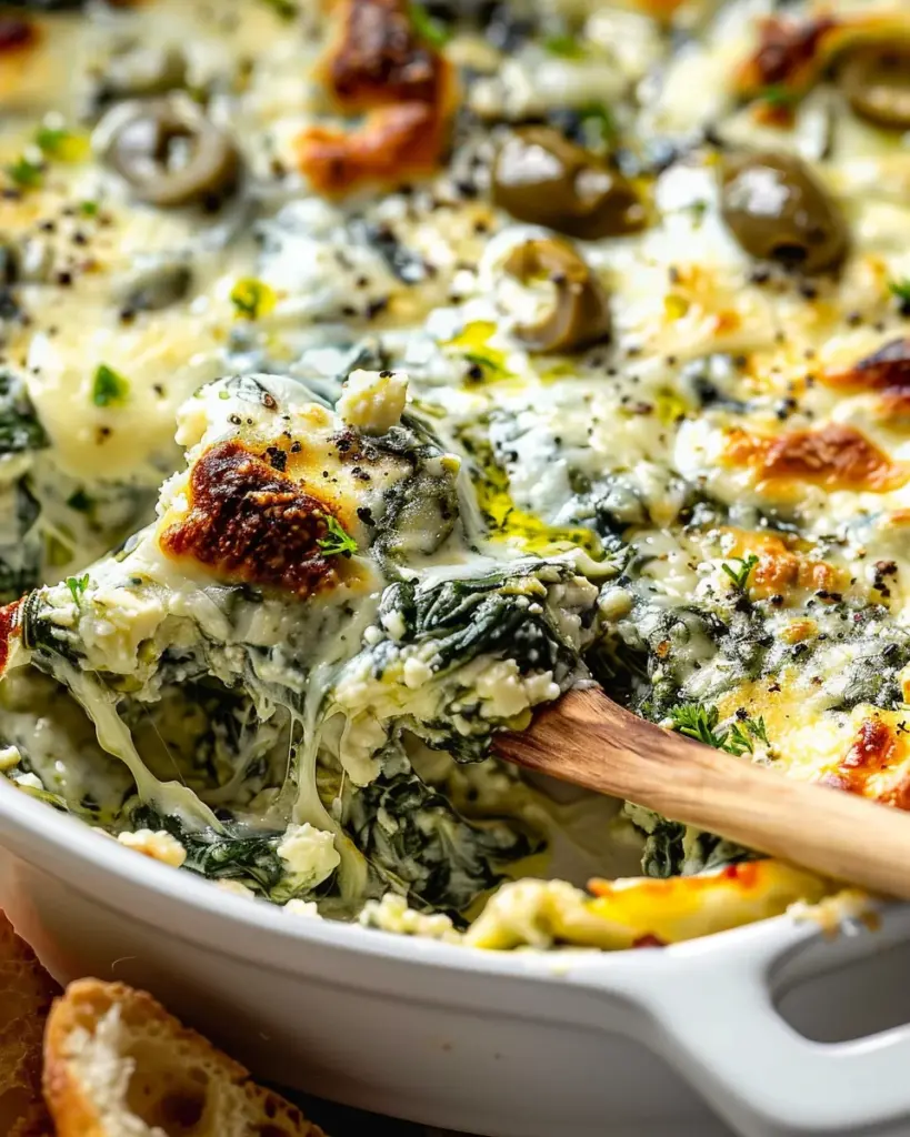 Spinach and Pepperoncini Baked Feta Dip