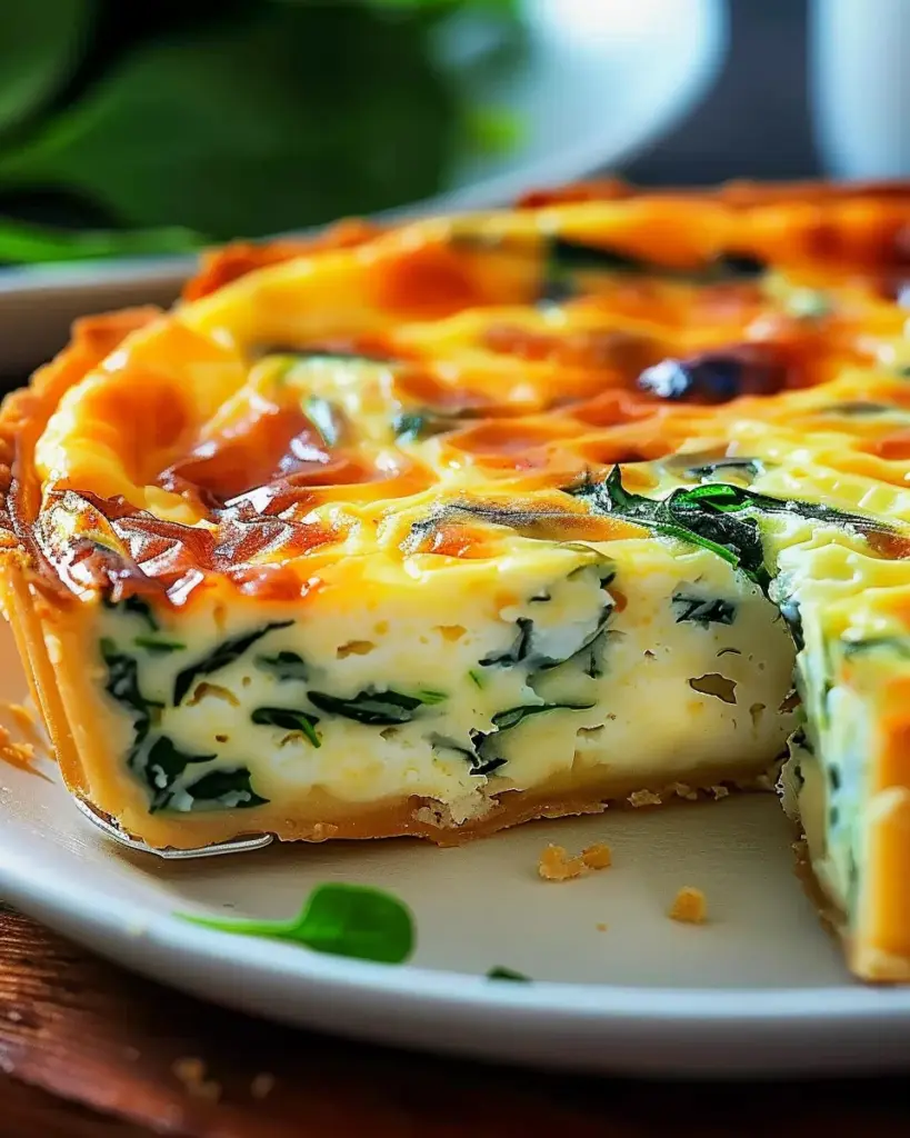 Irresistibly Creamy Cottage Cheese and Spinach Crustless Quiche
