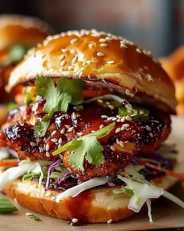 Spicy Korean BBQ Chicken Sandwich with Crispy Slaw