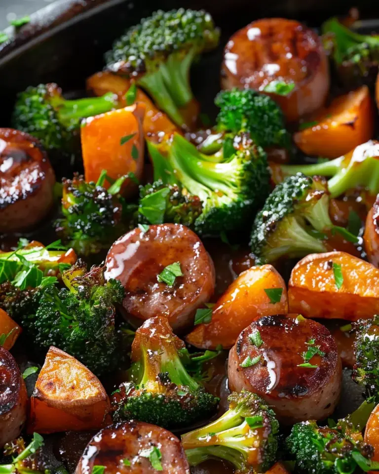 Honey Garlic Sausage and Sweet Potato Sheet Pan Dinner
