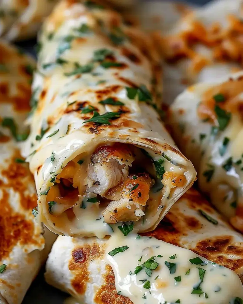 Low Carb Cheesy Garlic Chicken Wraps