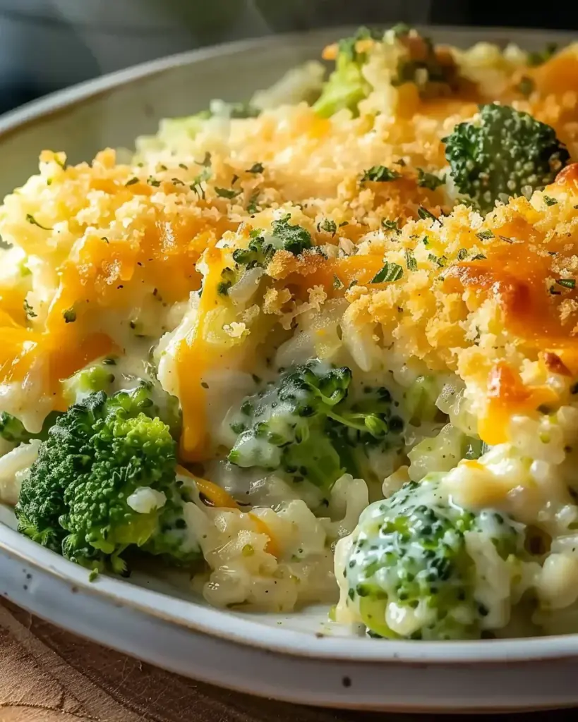 Creamy Cheesy Broccoli Rice Casserole