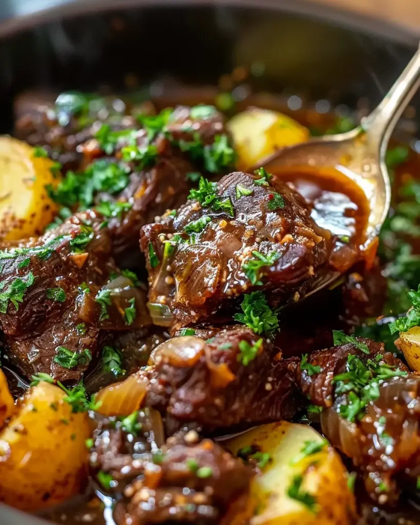 Slow Cooker Garlic Butter Beef with Potatoes