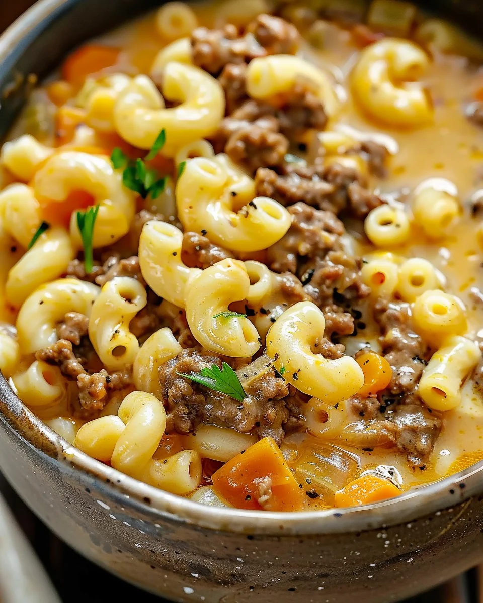 Macaroni Cheeseburger Soup