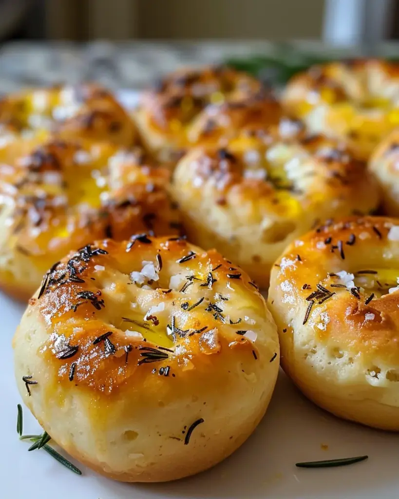 Golden Crust Garlic Rosemary Focaccia Muffins