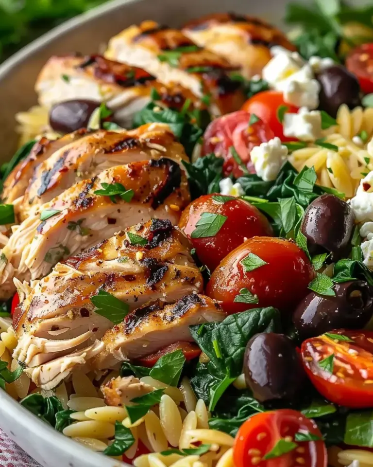 High Protein Mediterranean Chicken Orzo