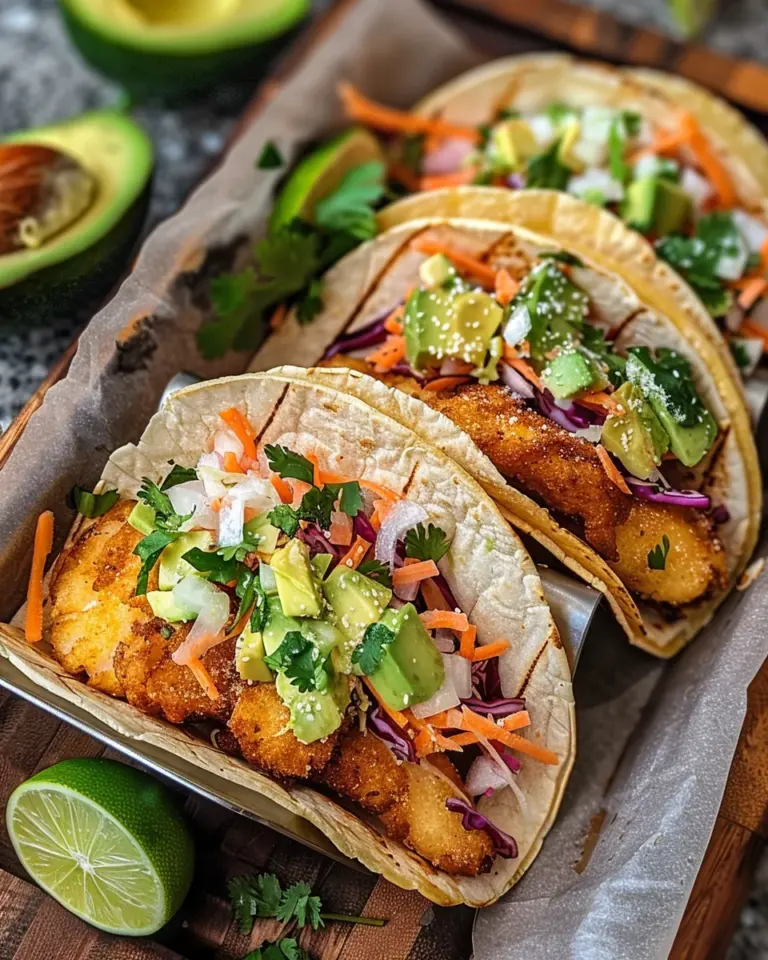 Crispy Fish Tacos with Cilantro Lime Slaw
