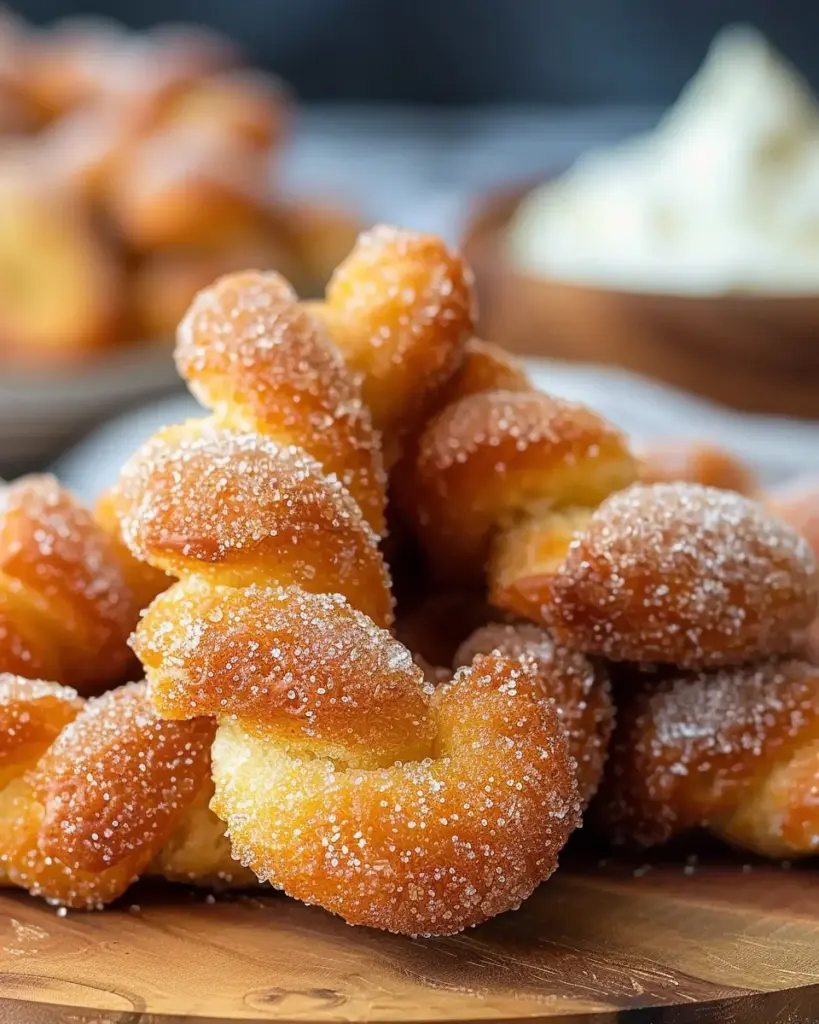 Air Fryer Cinnamon Sugar Twists With Cream Cheese Dip