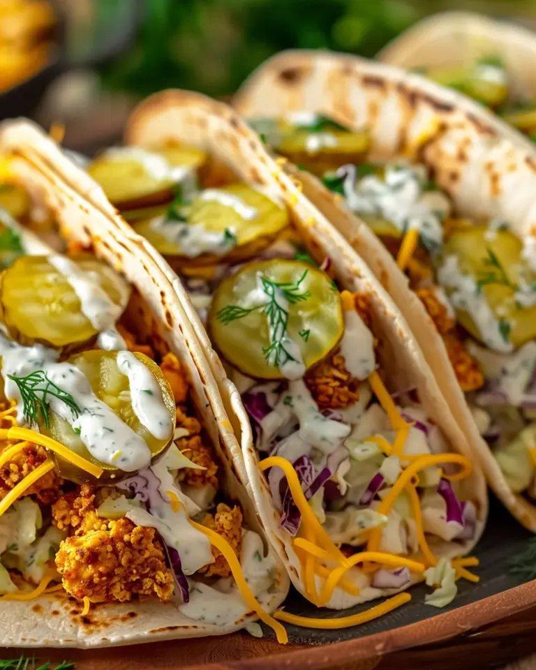 Dill Pickle Ranch Smash Chicken Tacos with Crispy Cheese Lace