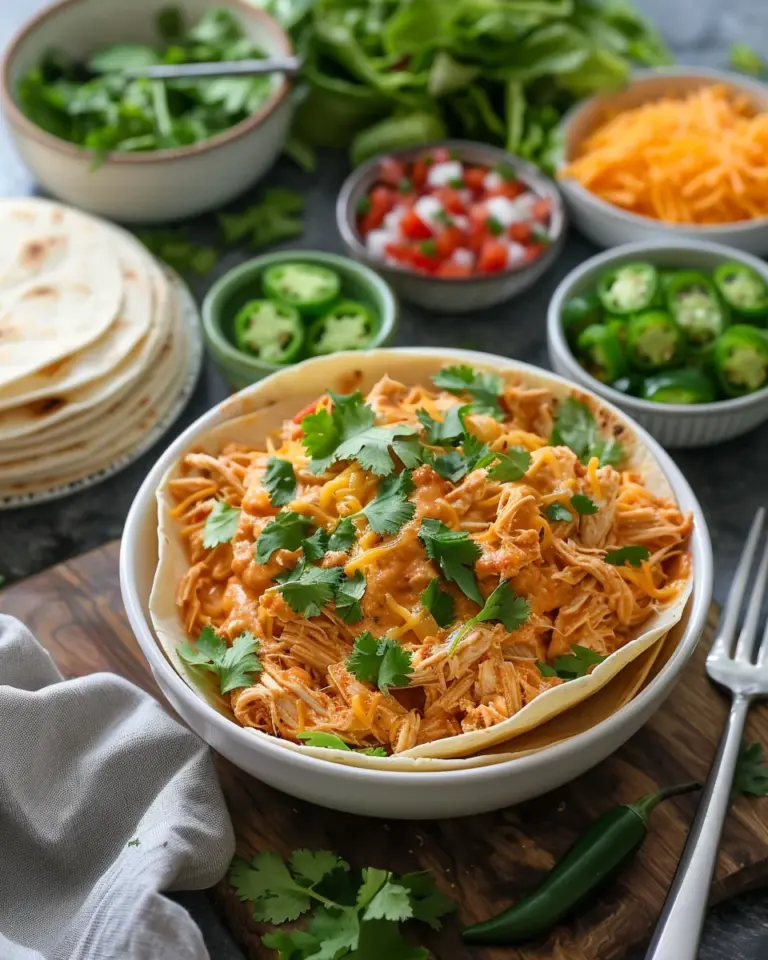 Slow Cooker Queso Chicken Tacos