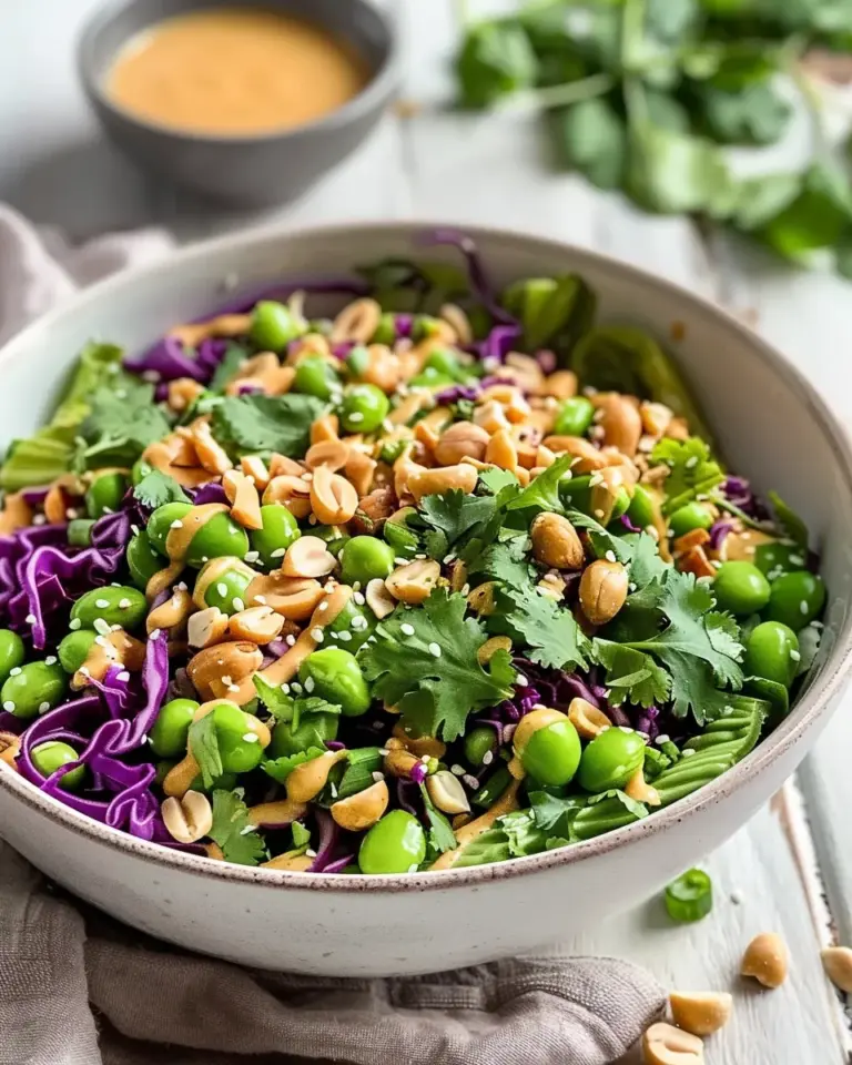 Crunchy Asian Edamame Salad with Peanut Dressing Recipe