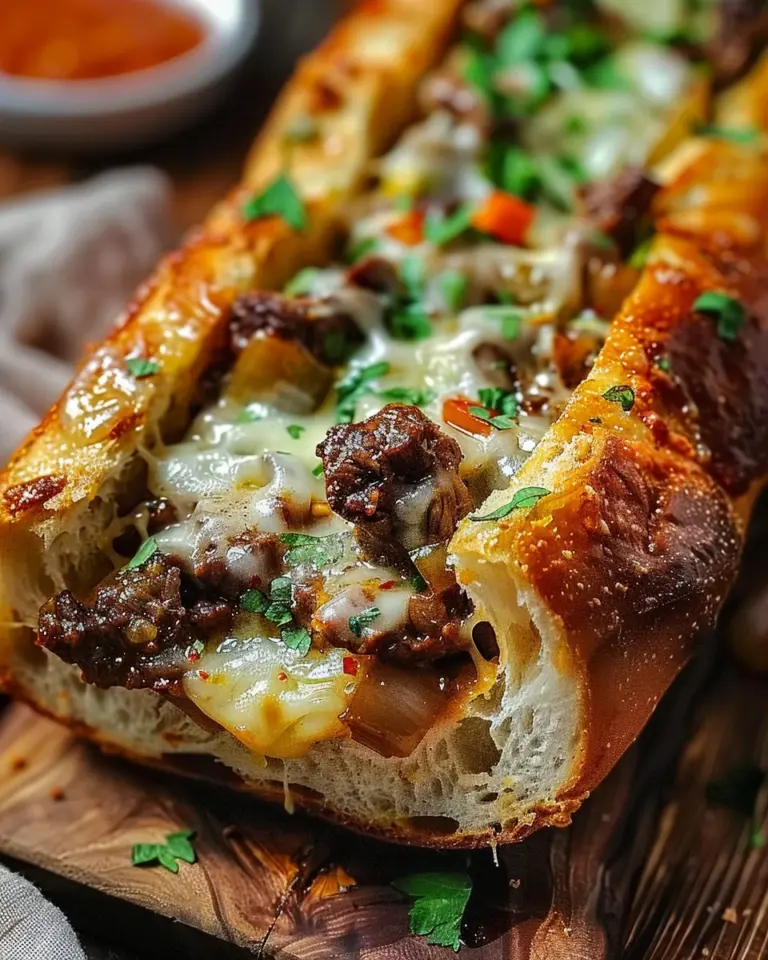 Cheesesteak-Stuffed Garlic Bread Loaf: Comfort Food Bliss