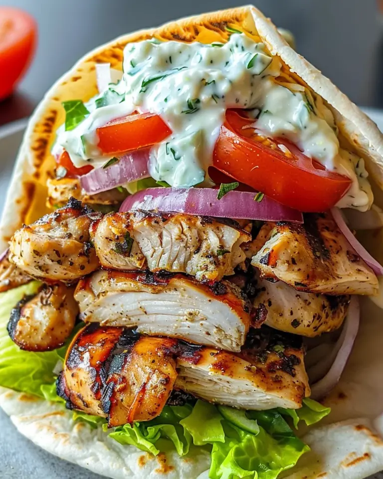 Greek Chicken Gyros with Lemon-Herb Marinade and Tzatziki