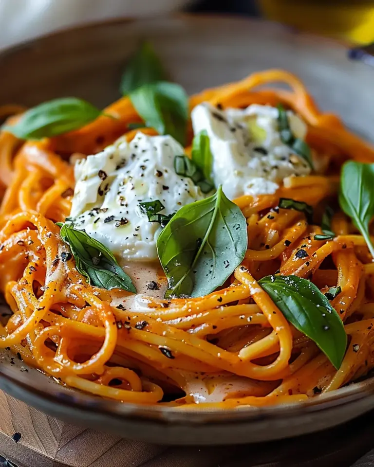 Creamy Red Pepper Pasta with Burrata & Herbs: An Incredible Ultimate Recipe