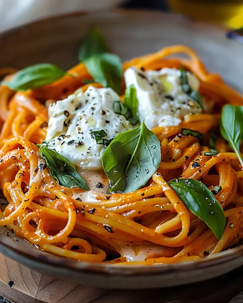 Creamy Red Pepper Pasta with Burrata & Herbs: An Incredible Ultimate Recipe